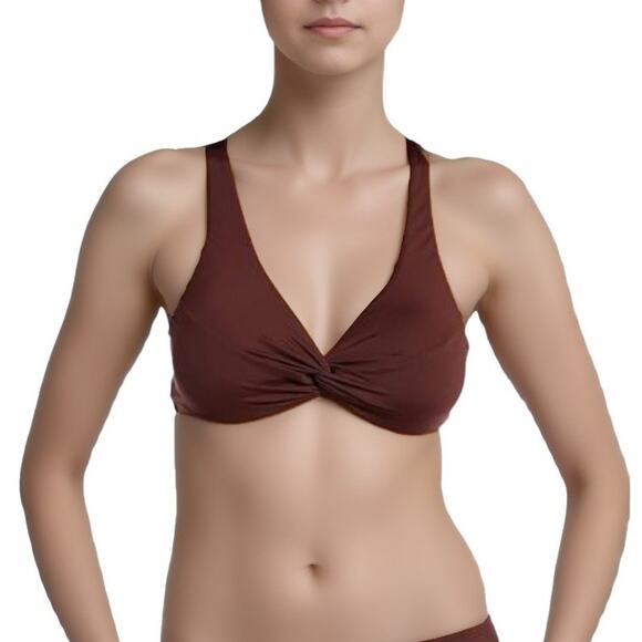 La Blanca Underwire Twist Front Swim Bikini Top in Java Brown NWT Size 8 - Picture 1 of 8
